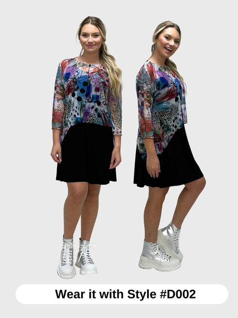 Asymmetrical Mesh See - Through Poncho Top - T2637